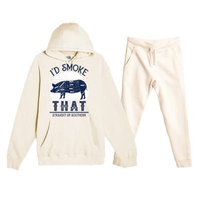 Id Smoke That Straight Up Southern Pig Vintage Premium Hooded Sweatsuit Set