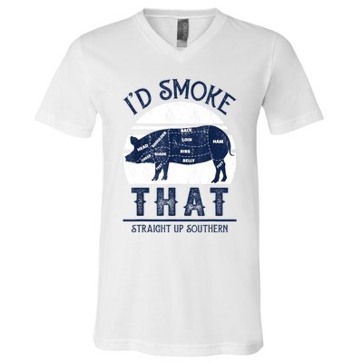 Id Smoke That Straight Up Southern Pig Vintage V-Neck T-Shirt