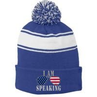 IM Speaking That Says I Am Speaking Vote Rights Protest Gift Stripe Pom Pom Beanie