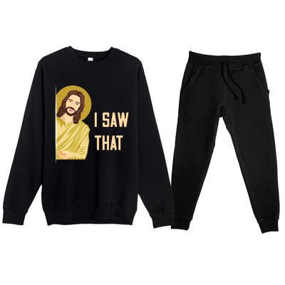 I Saw That Funny Jesus Meme Premium Crewneck Sweatsuit Set