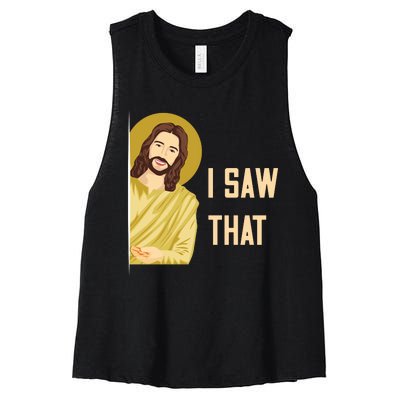 I Saw That Funny Jesus Meme Women's Racerback Cropped Tank