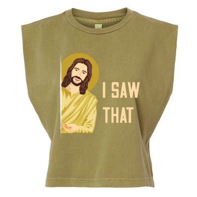 I Saw That Funny Jesus Meme Garment-Dyed Women's Muscle Tee