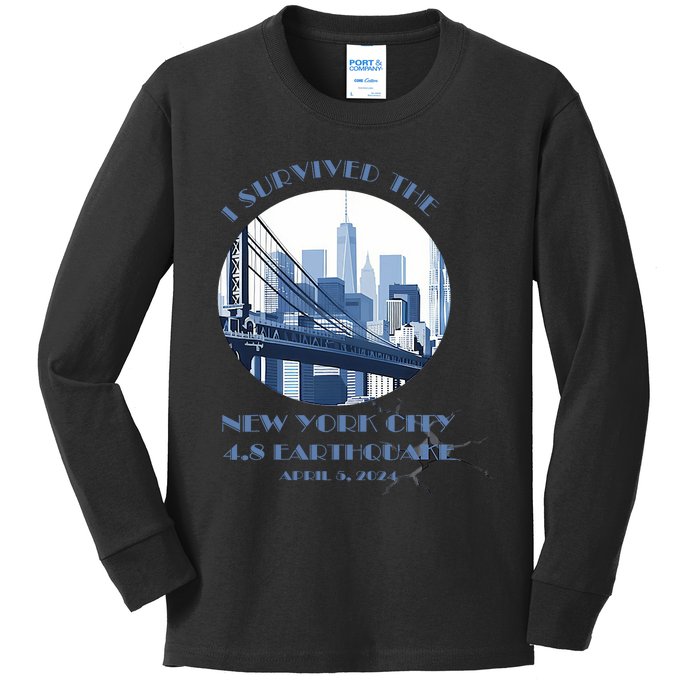 I Survived The New York Earthquake Survivor April 5 2024 Kids Long Sleeve Shirt