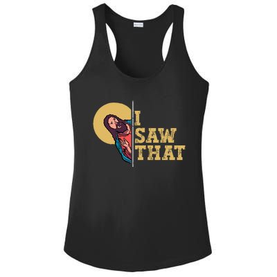 I Saw That Jesus Funny Christian Design Easter Ladies PosiCharge Competitor Racerback Tank