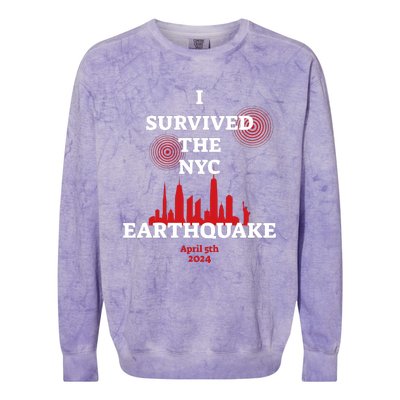 I Survived The Nyc Earthquake 5th April 2024 Colorblast Crewneck Sweatshirt