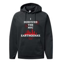 I Survived The Nyc Earthquake 5th April 2024 Performance Fleece Hoodie