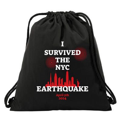 I Survived The Nyc Earthquake 5th April 2024 Drawstring Bag