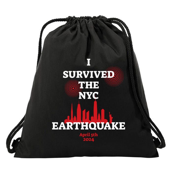 I Survived The Nyc Earthquake 5th April 2024 Drawstring Bag