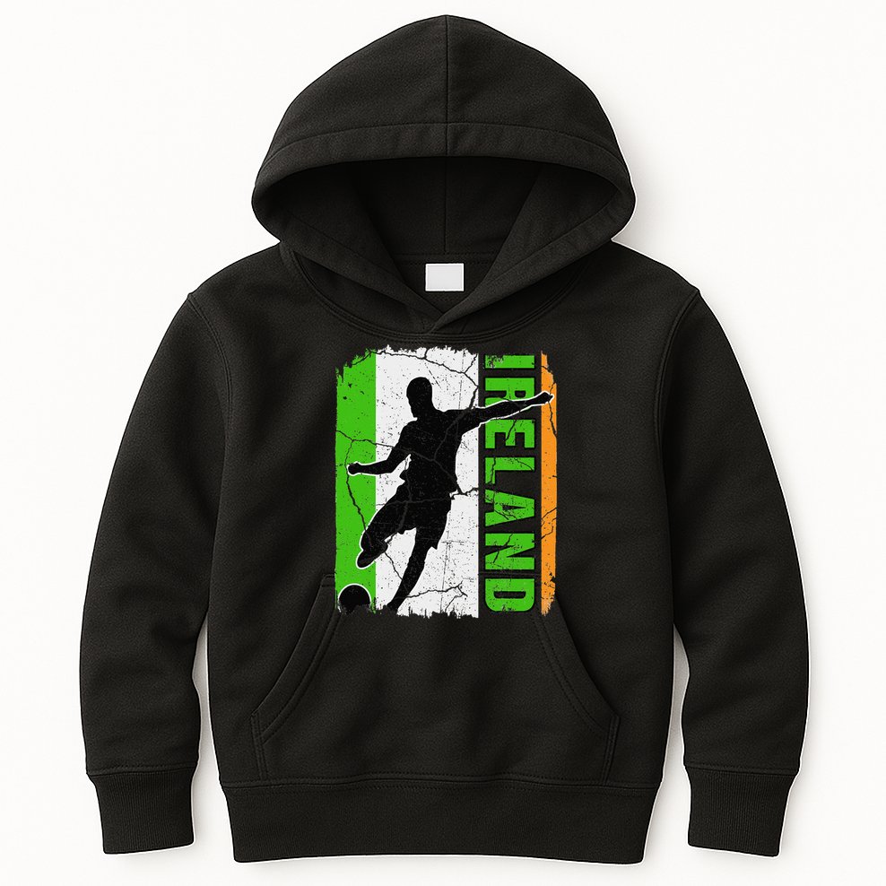 Ireland Soccer Team Irish Flag Jersey Football Fans Kids Hoodie