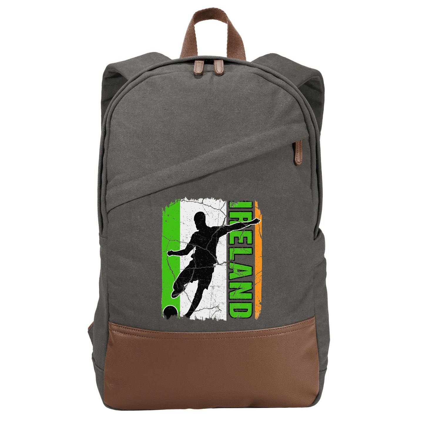Ireland Soccer Team Irish Flag Jersey Football Fans Cotton Canvas Backpack