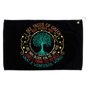 I See Trees Green Red Roses Wonderful World Earth Day Planet Grommeted Golf Towel