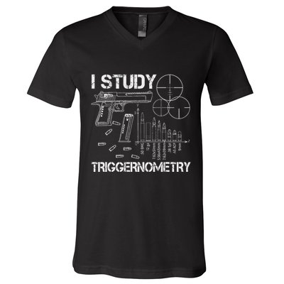 I Study Triggernometry Gun V-Neck T-Shirt