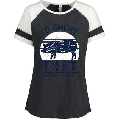 Id Smoke That Straight Up Southern Pig Vintage Enza Ladies Jersey Colorblock Tee