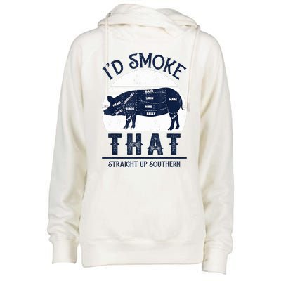 Id Smoke That Straight Up Southern Pig Vintage Womens Funnel Neck Pullover Hood