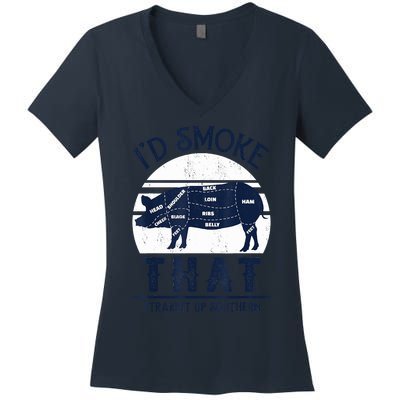 Id Smoke That Straight Up Southern Pig Vintage Women's V-Neck T-Shirt