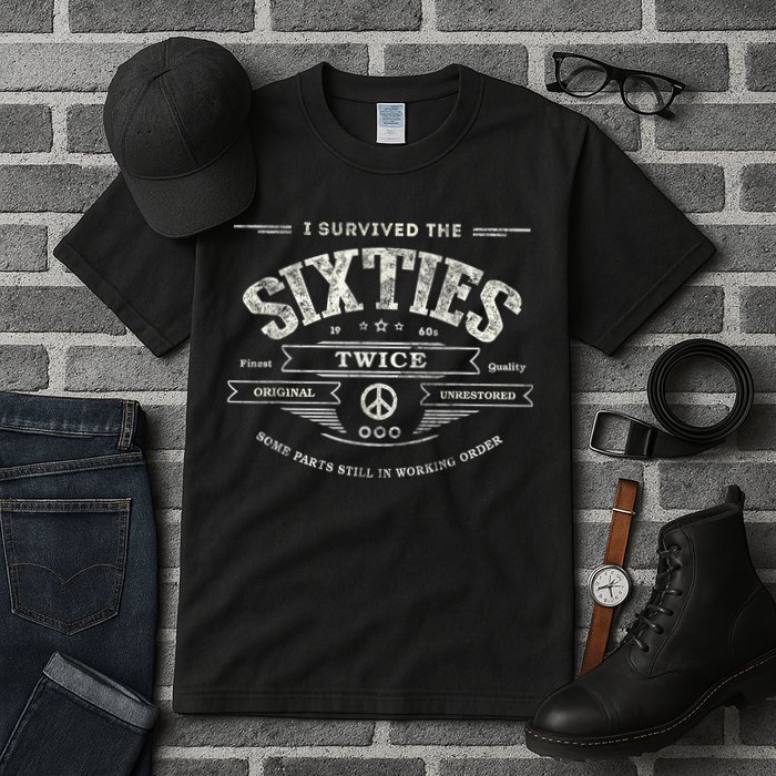 I SURVIVED The SIXTIES TWICE Built In 60s 70th 60th Birthday Tall T-Shirt