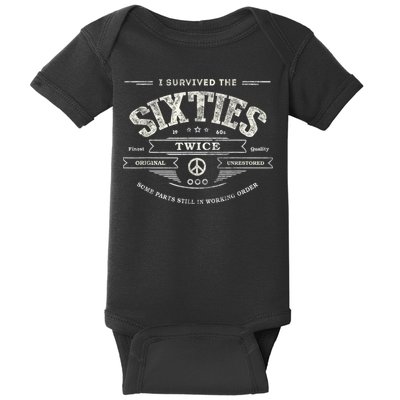 I SURVIVED The SIXTIES TWICE Built In 60s 70th 60th Birthday Baby Bodysuit