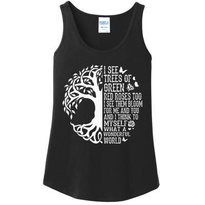 I See Trees Of Green Red Roses Too What A Wonderful World Ladies Essential Tank