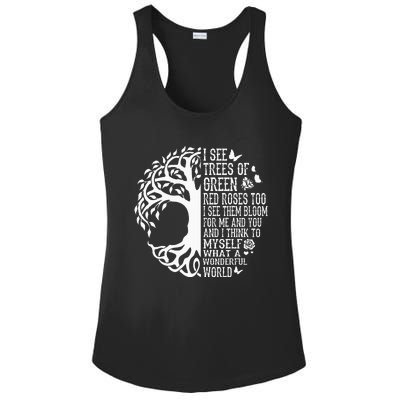 I See Trees Of Green Red Roses Too What A Wonderful World Ladies PosiCharge Competitor Racerback Tank