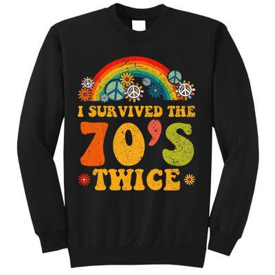 I Survived the 70s Twice Funny 90th Birthday Retro Sweatshirt
