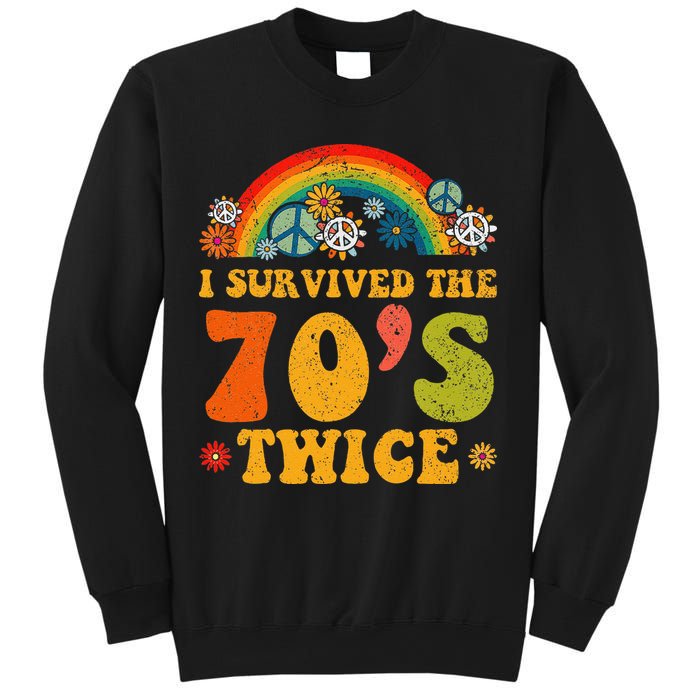 I Survived the 70s Twice Funny 90th Birthday Retro Sweatshirt
