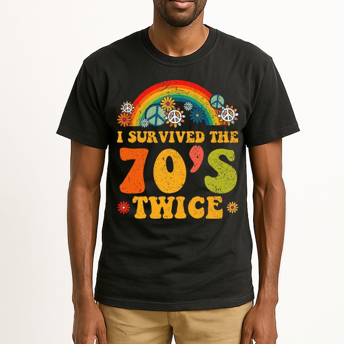 I Survived the 70s Twice Funny 90th Birthday Retro Tall T-Shirt