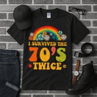 I Survived the 70s Twice Funny 90th Birthday Retro Tall T-Shirt