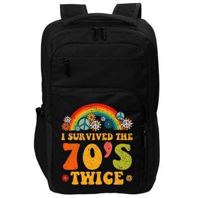 I Survived the 70s Twice Funny 90th Birthday Retro Impact Tech Backpack