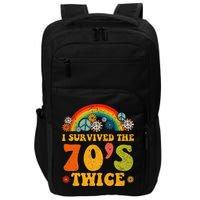 I Survived the 70s Twice Funny 90th Birthday Retro Impact Tech Backpack