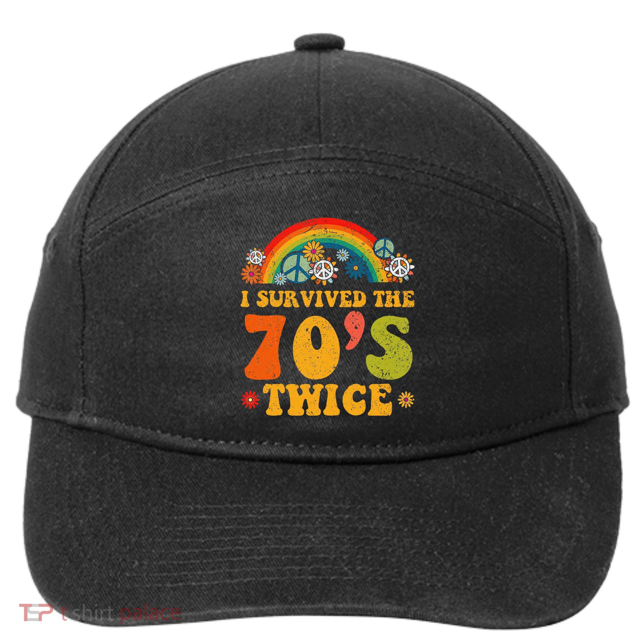 I Survived the 70s Twice Funny 90th Birthday Retro 7-Panel Snapback Hat