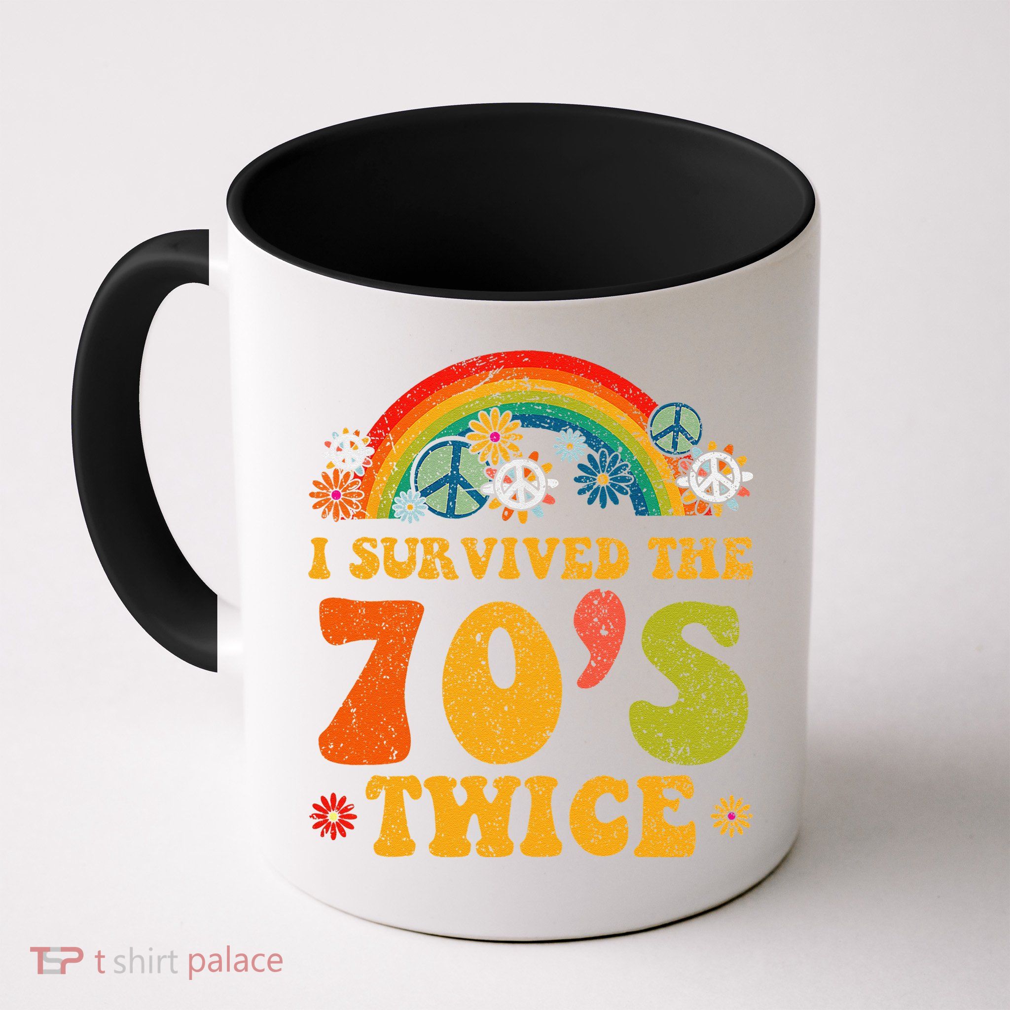 I Survived the 70s Twice Funny 90th Birthday Retro Mug