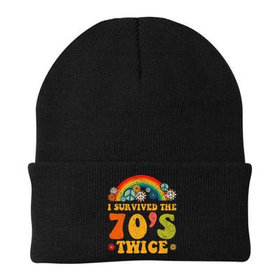 I Survived the 70s Twice Funny 90th Birthday Retro Beanie