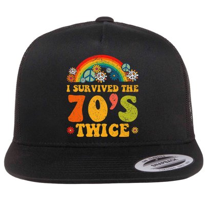 I Survived the 70s Twice Funny 90th Birthday Retro Flatbill Hat