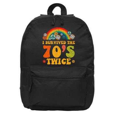 I Survived the 70s Twice Funny 90th Birthday Retro 16 in Basic Backpack
