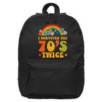 I Survived the 70s Twice Funny 90th Birthday Retro 16 in Basic Backpack