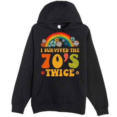 I Survived the 70s Twice Funny 90th Birthday Retro Premium Pullover Hoodie