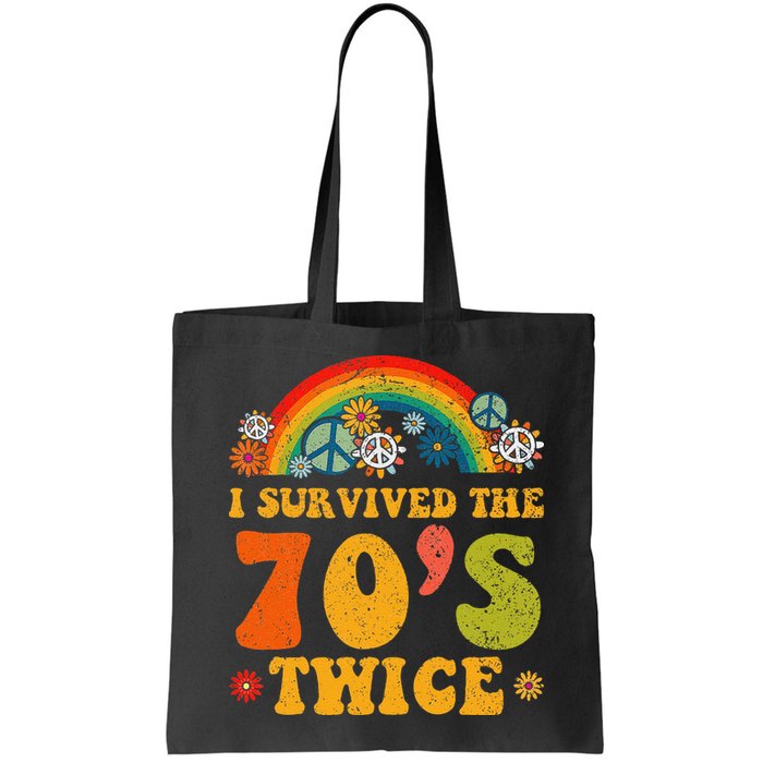 I Survived the 70s Twice Funny 90th Birthday Retro Bag