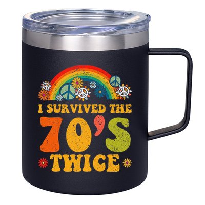 I Survived the 70s Twice Funny 90th Birthday Retro 12oz Stainless Steel Coffee Mug