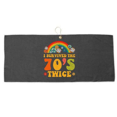 I Survived the 70s Twice Funny 90th Birthday Retro Large Microfiber Waffle Golf Towel