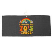 I Survived the 70s Twice Funny 90th Birthday Retro Large Microfiber Waffle Golf Towel
