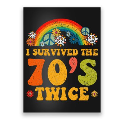 I Survived the 70s Twice Funny 90th Birthday Retro Poster