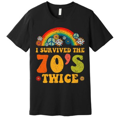 I Survived the 70s Twice Funny 90th Birthday Retro Premium T-Shirt