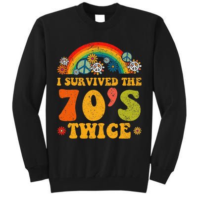 I Survived the 70s Twice Funny 90th Birthday Retro Tall Sweatshirt