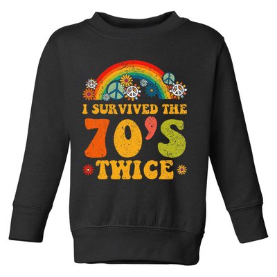 I Survived the 70s Twice Funny 90th Birthday Retro Toddler Sweatshirt