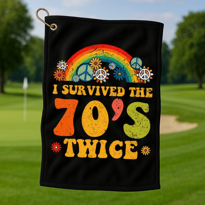 I Survived the 70s Twice Funny 90th Birthday Retro Golf Towel