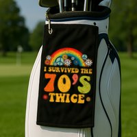 I Survived the 70s Twice Funny 90th Birthday Retro Golf Towel