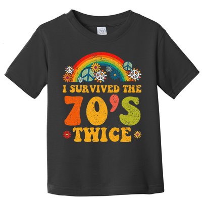 I Survived the 70s Twice Funny 90th Birthday Retro Toddler T-Shirt