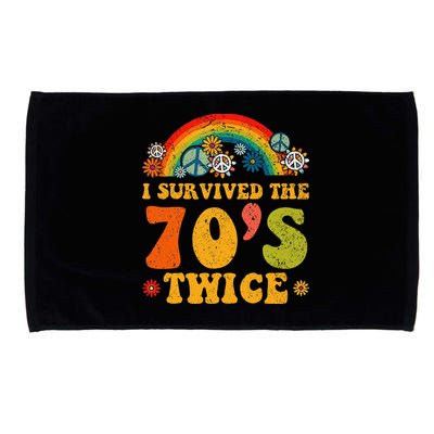 I Survived the 70s Twice Funny 90th Birthday Retro Microfiber Hand Towel