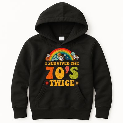 I Survived the 70s Twice Funny 90th Birthday Retro Kids Hoodie