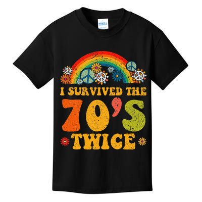 I Survived the 70s Twice Funny 90th Birthday Retro Kids T-Shirt